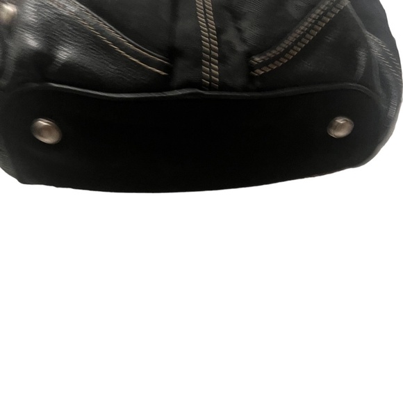 B. Makowsky Large Shoulder Bag Purse Shopper Black Leather Double Strap Zipper - Picture 9 of 14